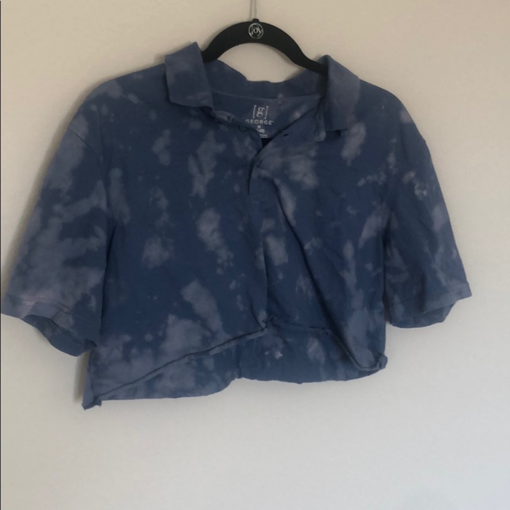 Tie dye cropped polo tee